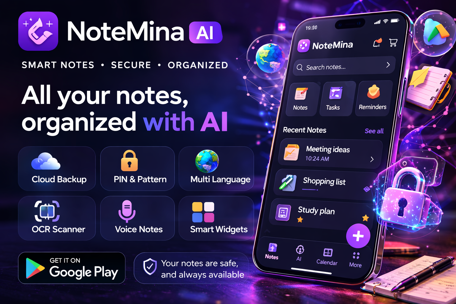 NoteMina AI – Pantalla principal